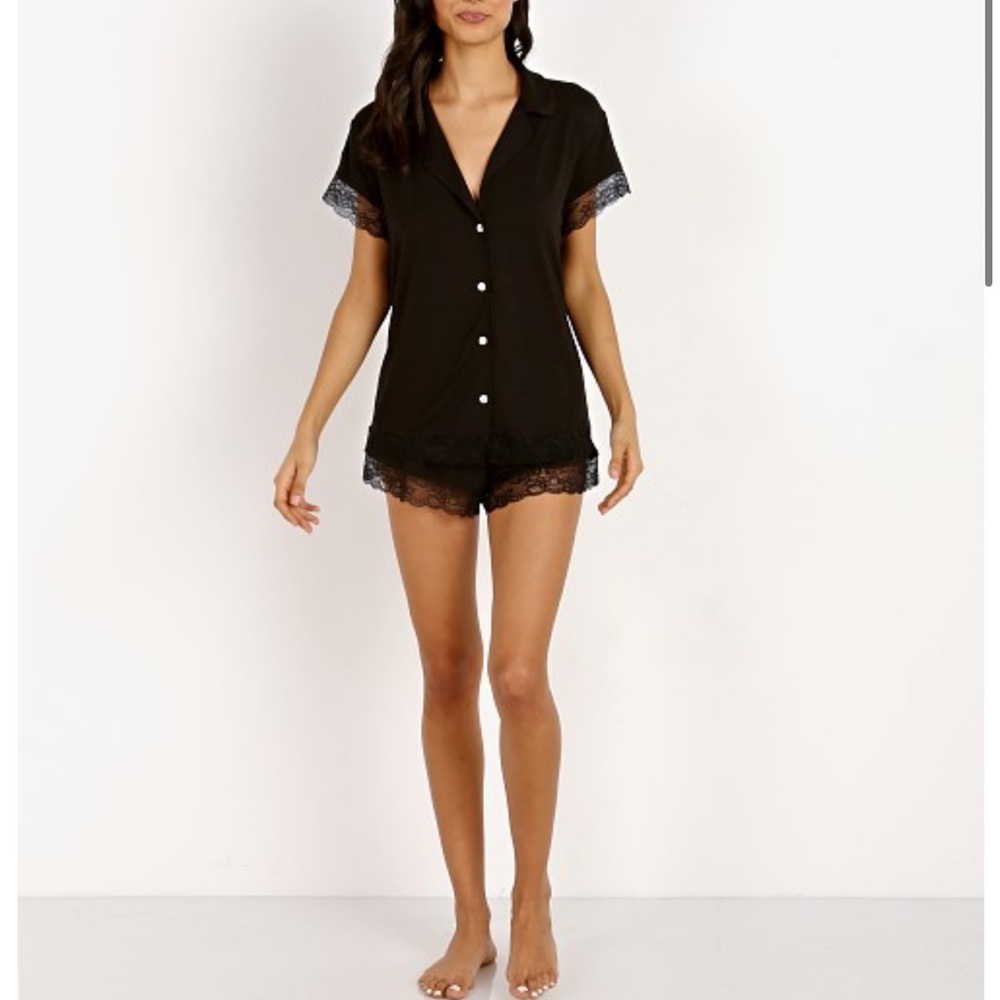 Eberjey Malou Women's Black Lace Trim Sleepwear Set